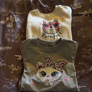 Cute Cat Graphic Sweatshirts - Pink Accent